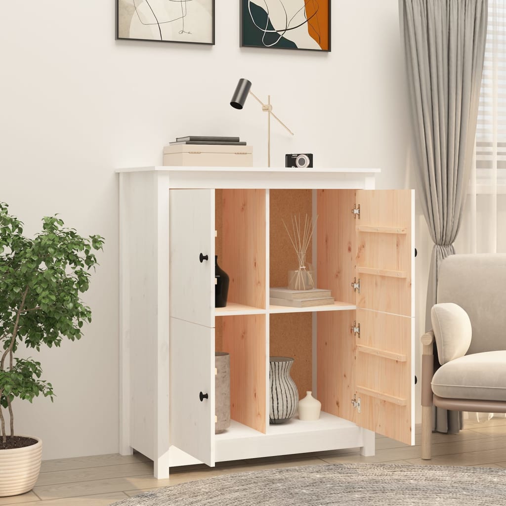 vidaXL Servantă, alb, 83x41,5x100 cm, lemn masiv de pin
