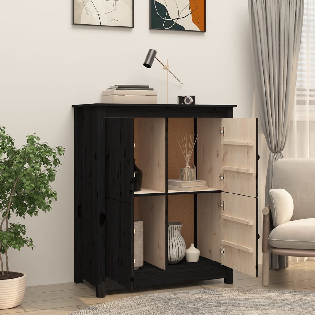 vidaXL Servantă, negru, 83x41,5x100 cm, lemn masiv de pin vidaXL Servantă, negru, 83x41,5x100 cm, lemn masiv de pin