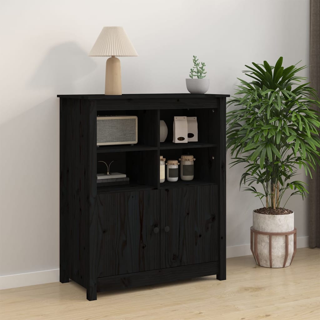 vidaXL Servantă, negru, 83x41,5x100 cm, lemn masiv de pin vidaXL Servantă, negru, 83x41,5x100 cm, lemn masiv de pin