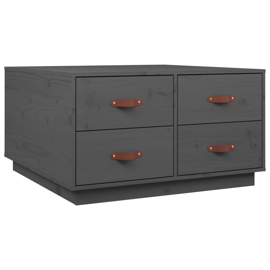 vidaXL Măsuță de cafea, gri, 80x80x45 cm, lemn masiv de pin vidaXL Măsuță de cafea, gri, 80x80x45 cm, lemn masiv de pin