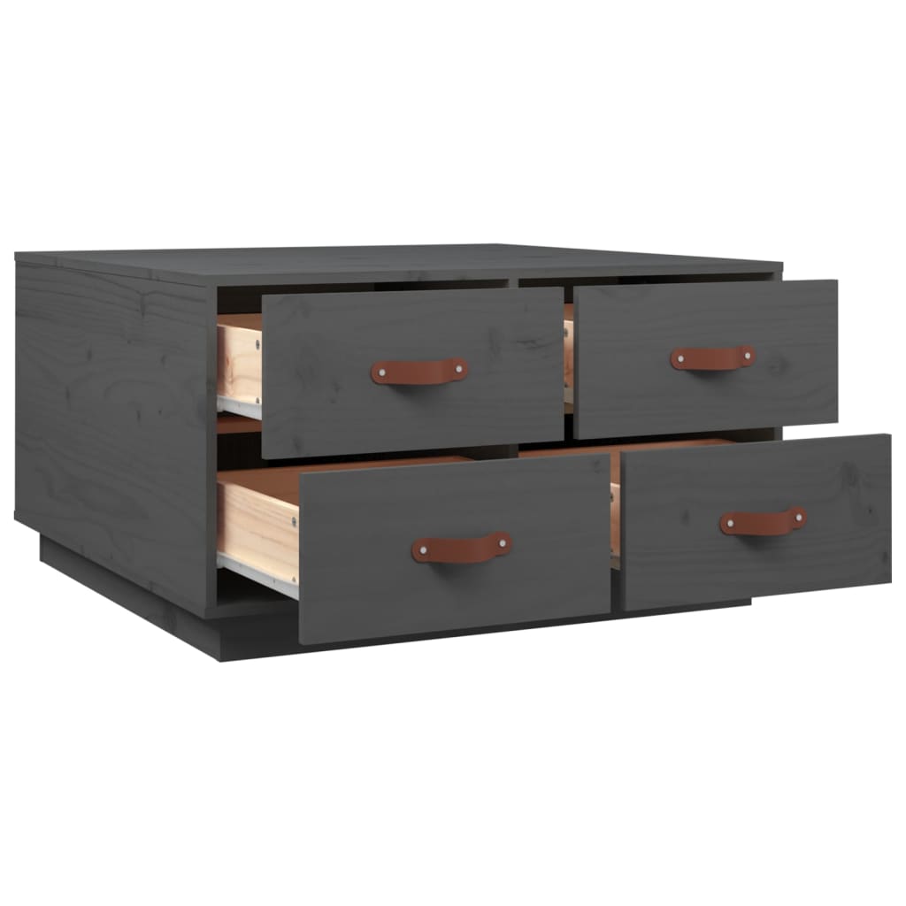 vidaXL Măsuță de cafea, gri, 80x80x45 cm, lemn masiv de pin vidaXL Măsuță de cafea, gri, 80x80x45 cm, lemn masiv de pin