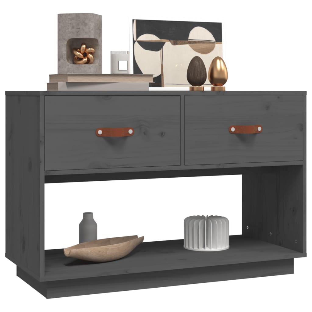 vidaXL Comodă TV, gri, 90x40x60 cm, lemn masiv de pin vidaXL Comodă TV, gri, 90x40x60 cm, lemn masiv de pin