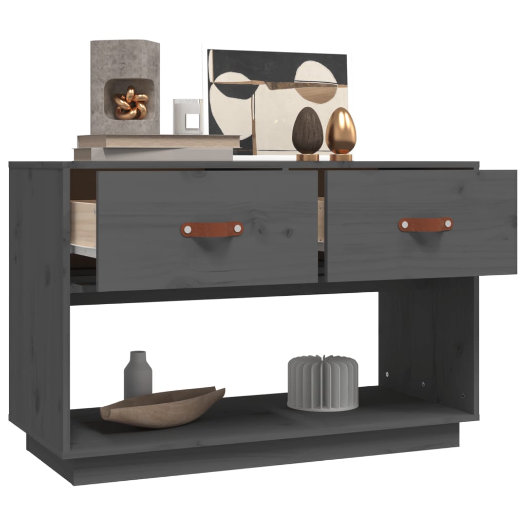 vidaXL Comodă TV, gri, 90x40x60 cm, lemn masiv de pin vidaXL Comodă TV, gri, 90x40x60 cm, lemn masiv de pin