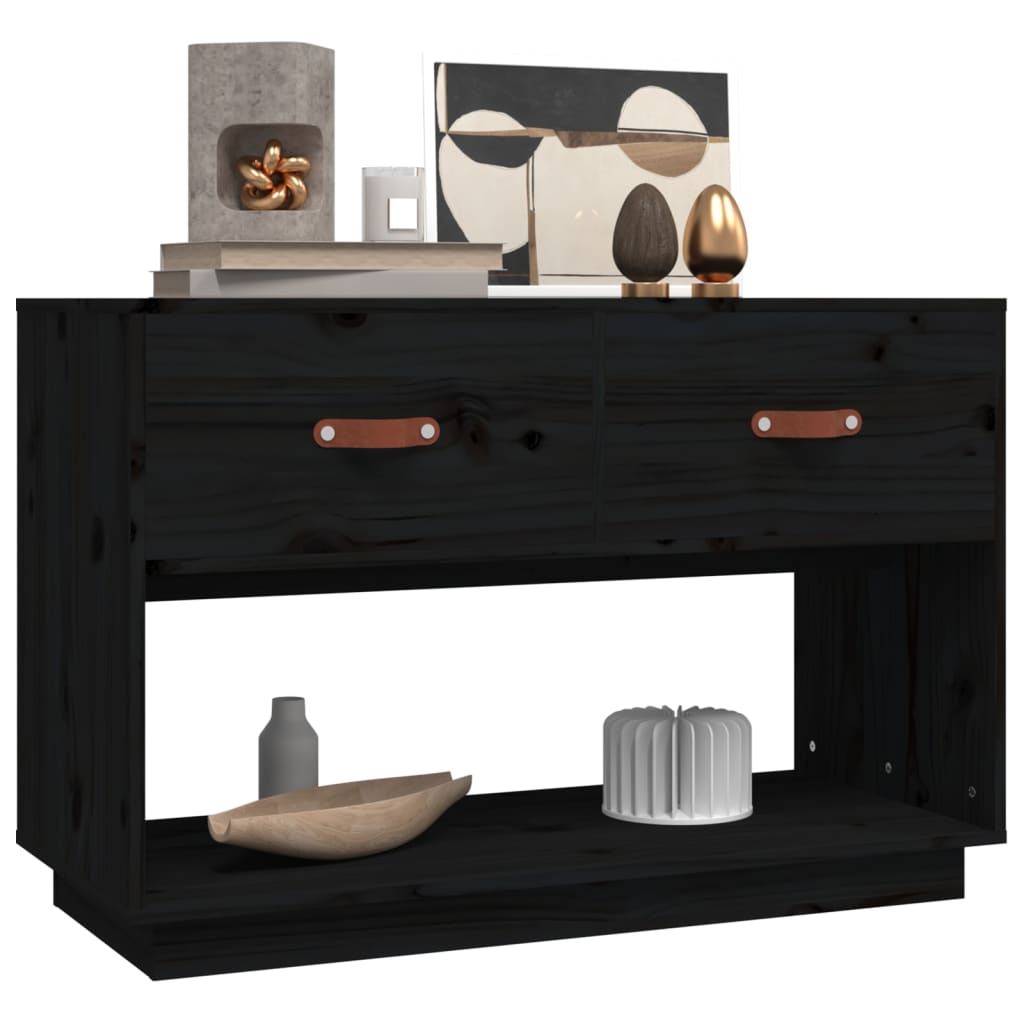 vidaXL Comodă TV, negru, 90x40x60 cm, lemn masiv de pin vidaXL Comodă TV, negru, 90x40x60 cm, lemn masiv de pin