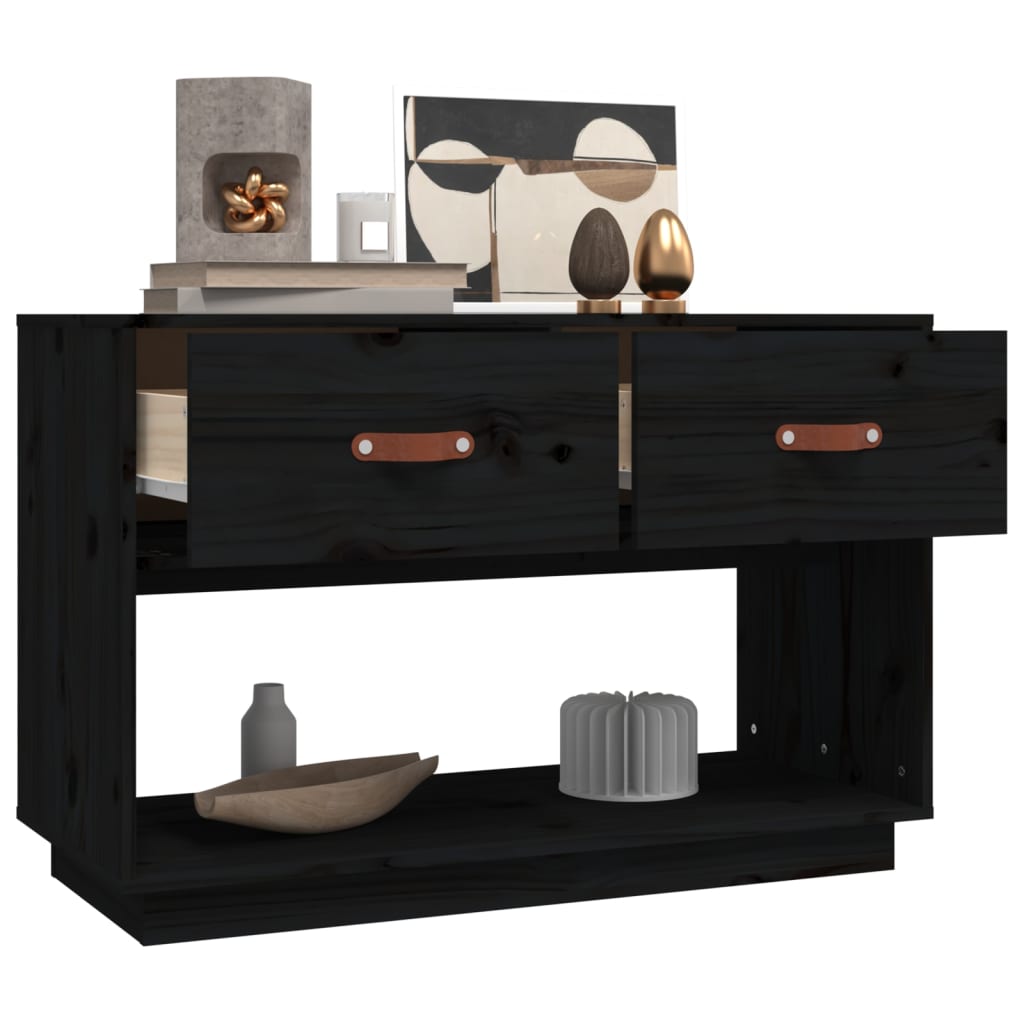 vidaXL Comodă TV, negru, 90x40x60 cm, lemn masiv de pin vidaXL Comodă TV, negru, 90x40x60 cm, lemn masiv de pin