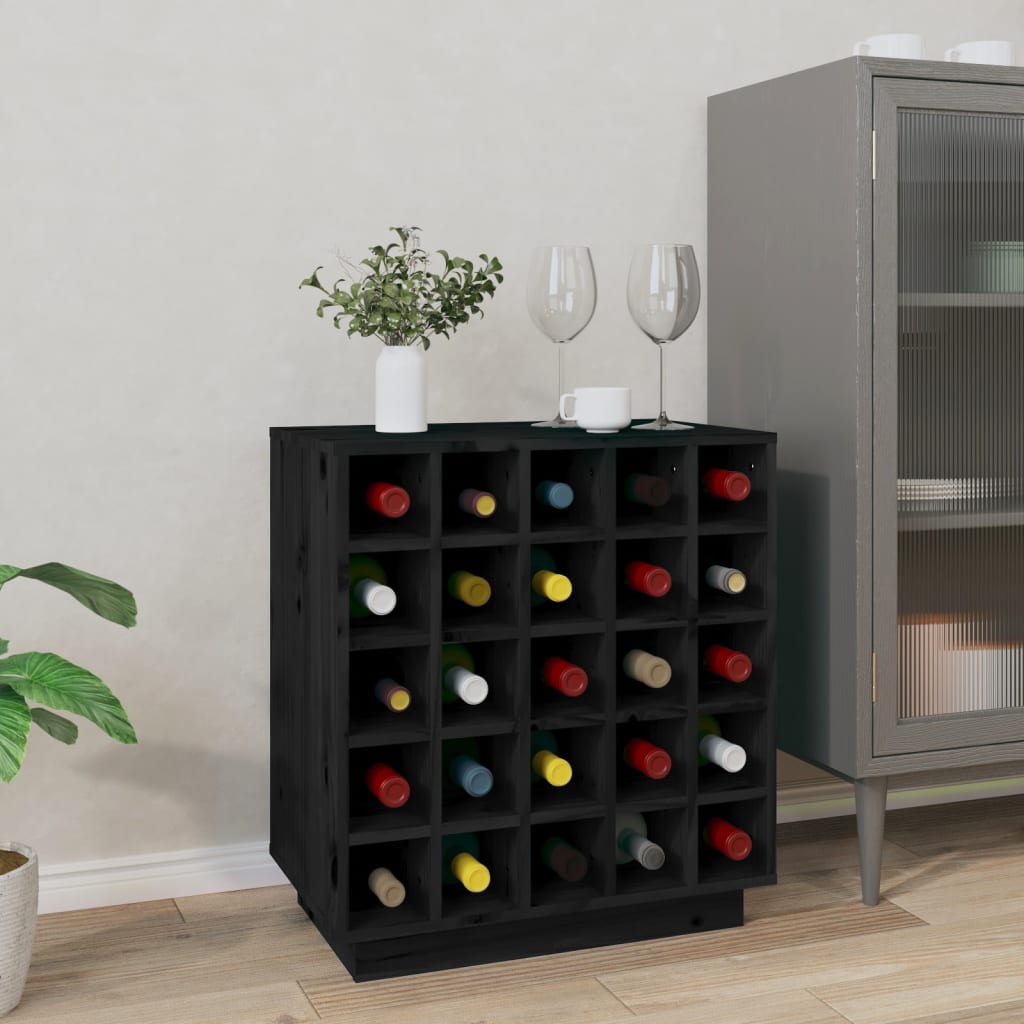 vidaXL Dulap de vinuri, negru, 55,5x34x61 cm, lemn masiv de pin vidaXL Dulap de vinuri, negru, 55,5x34x61 cm, lemn masiv de pin