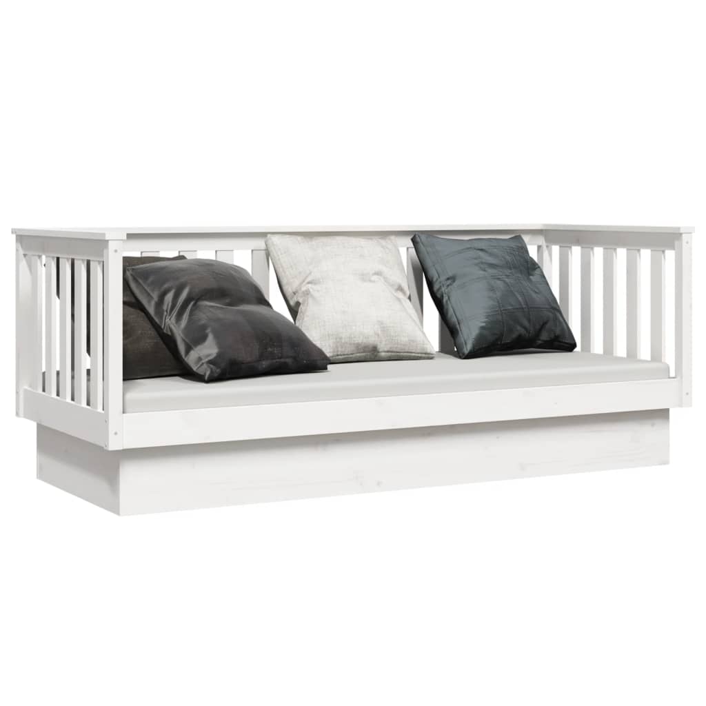 vidaXL Pat de zi fără saltea alb 75x190 cm lemn masiv de pin