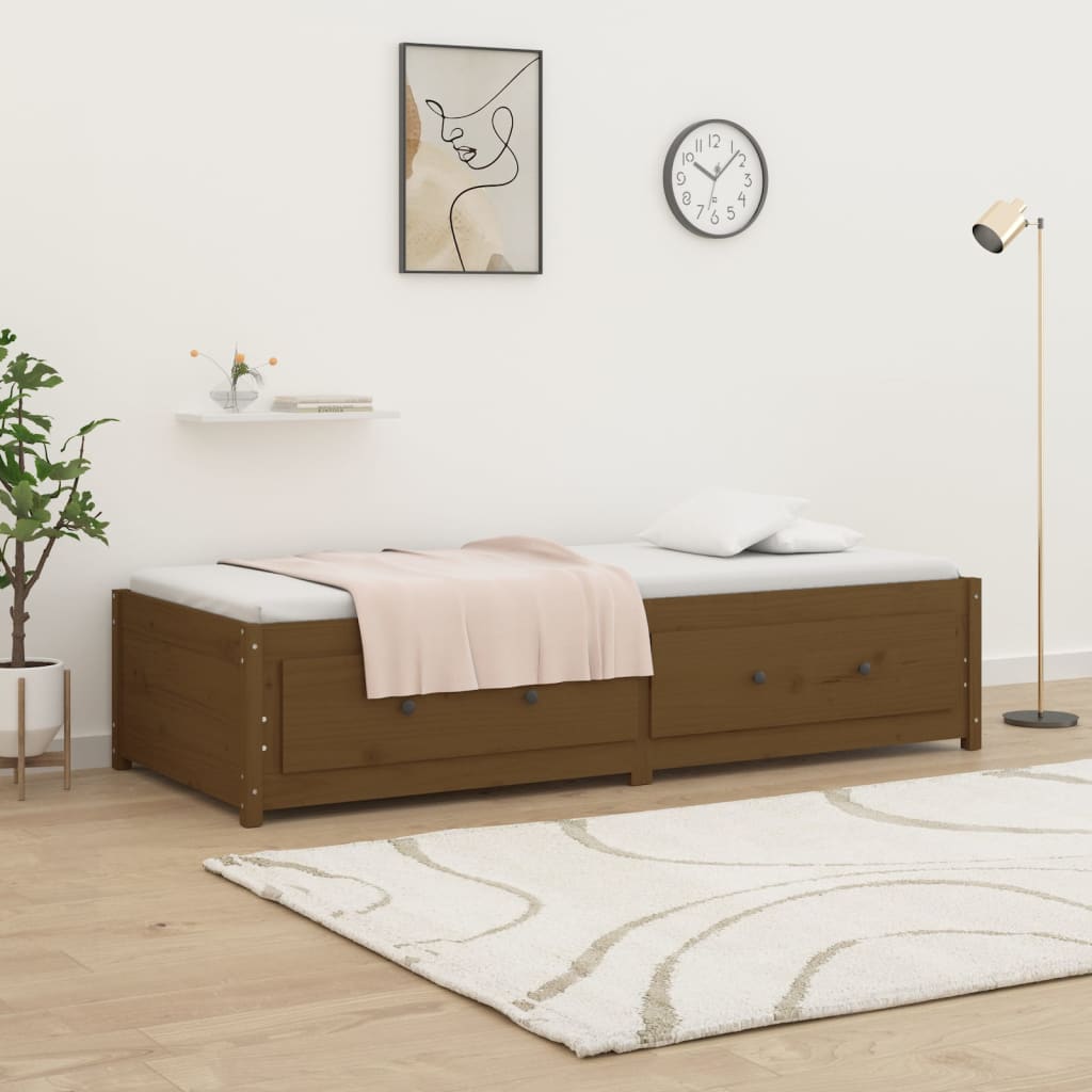 vidaXL Pat de zi Single, maro miere, 90x190 cm, lemn masiv de pin vidaXL Pat de zi Single, maro miere, 90x190 cm, lemn masiv de pin