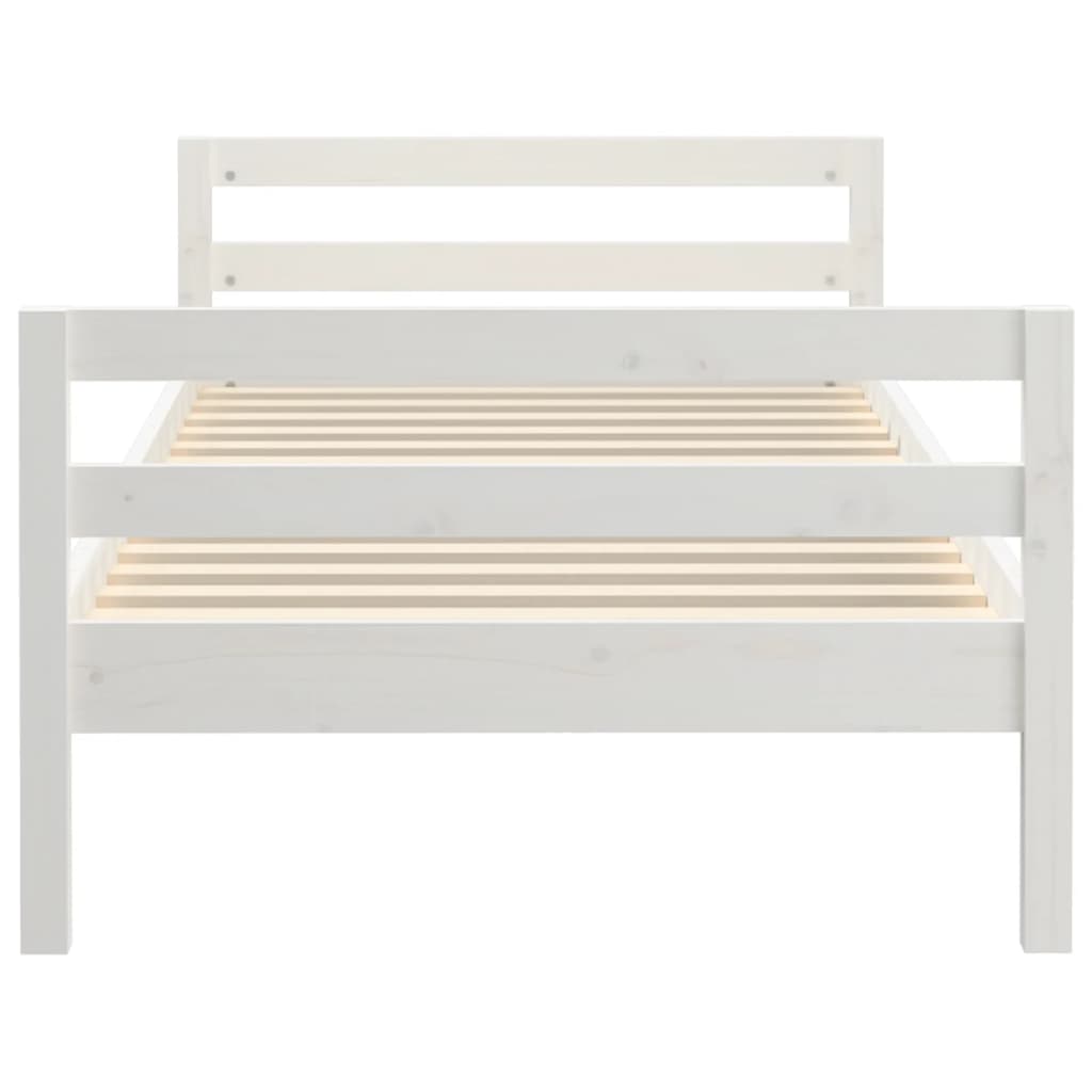 vidaXL Cadru de pat fără saltea, alb, 90x200 cm, lemn masiv pin