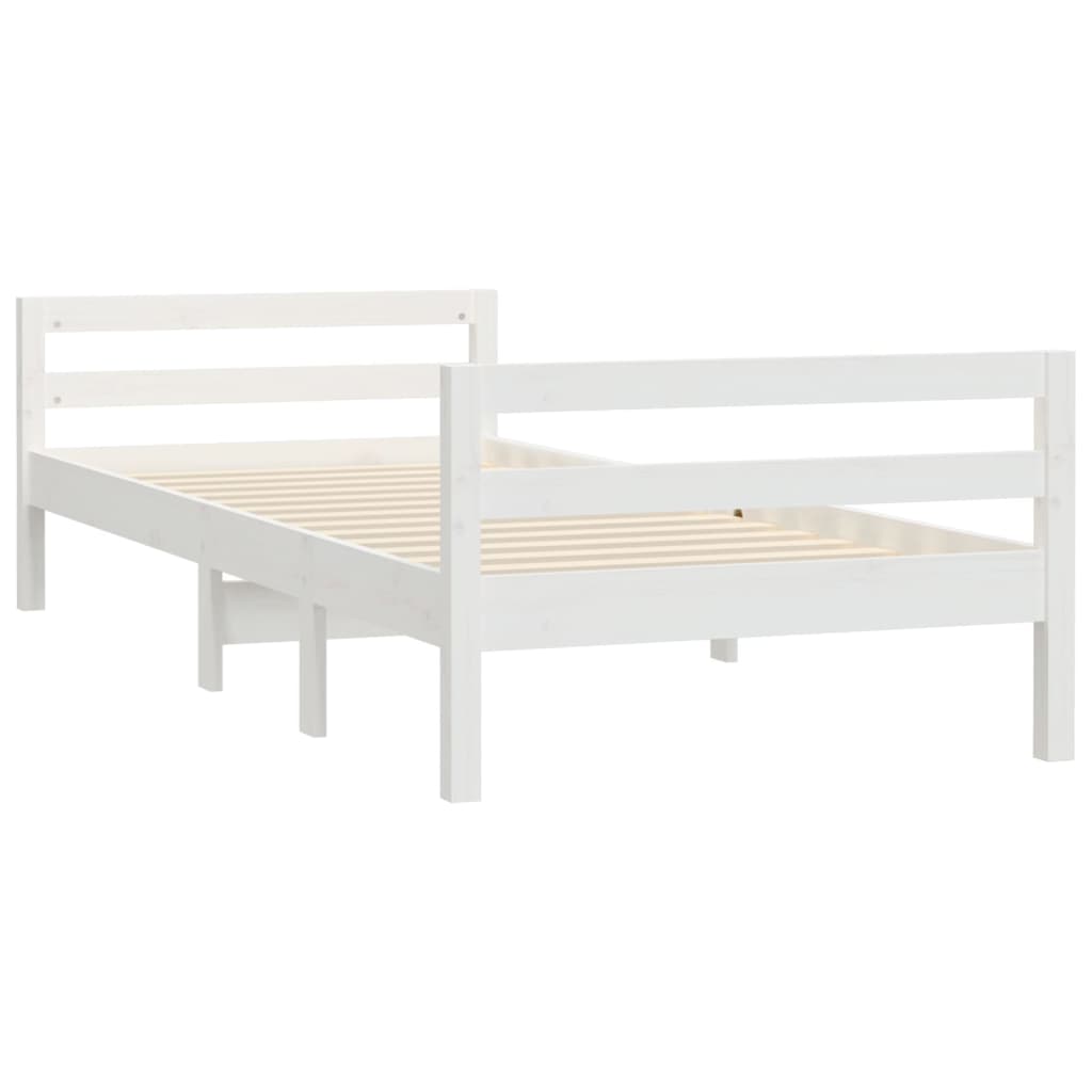 vidaXL Cadru de pat fără saltea, alb, 75x190 cm, lemn masiv de pin