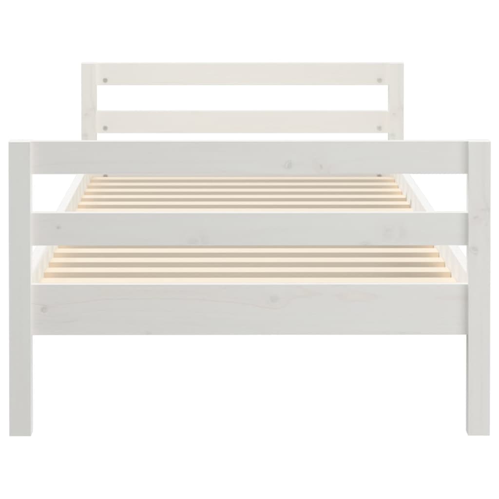vidaXL Cadru de pat fără saltea, alb, 75x190 cm, lemn masiv de pin
