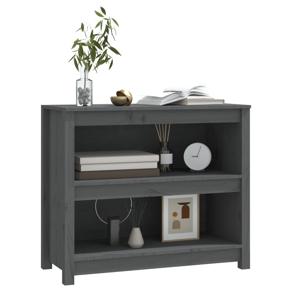 vidaXL Bibliotecă, gri, 80x35x68 cm, lemn masiv de pin vidaXL Bibliotecă, gri, 80x35x68 cm, lemn masiv de pin