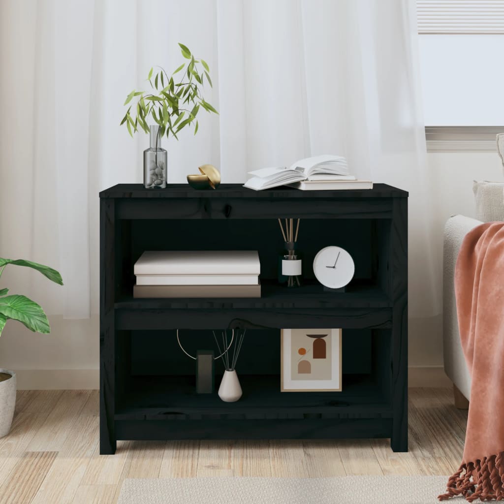 vidaXL Bibliotecă, negru, 80x35x68 cm, lemn masiv de pin vidaXL Bibliotecă, negru, 80x35x68 cm, lemn masiv de pin