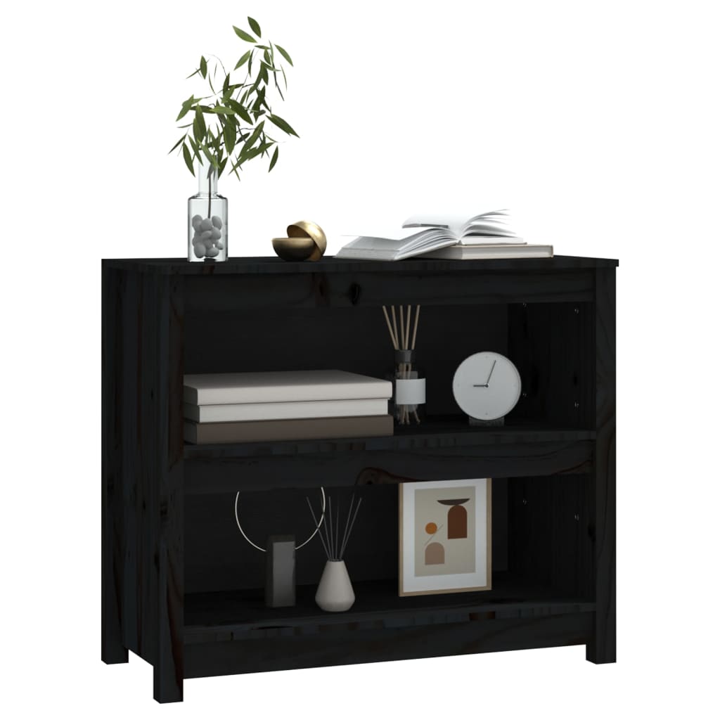 vidaXL Bibliotecă, negru, 80x35x68 cm, lemn masiv de pin vidaXL Bibliotecă, negru, 80x35x68 cm, lemn masiv de pin