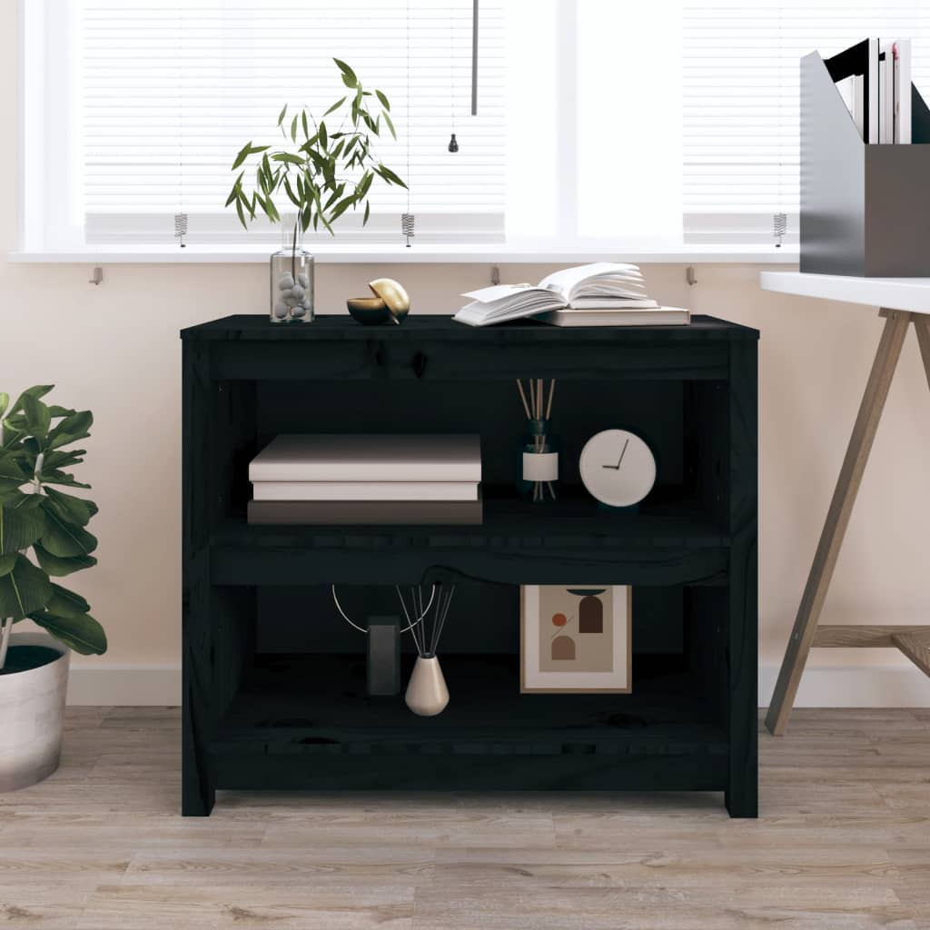 vidaXL Bibliotecă, negru, 80x35x68 cm, lemn masiv de pin vidaXL Bibliotecă, negru, 80x35x68 cm, lemn masiv de pin