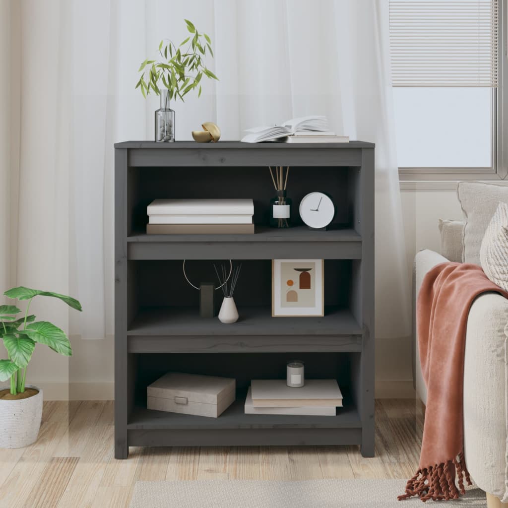 vidaXL Bibliotecă, gri, 80x35x97 cm, lemn masiv de pin vidaXL Bibliotecă, gri, 80x35x97 cm, lemn masiv de pin