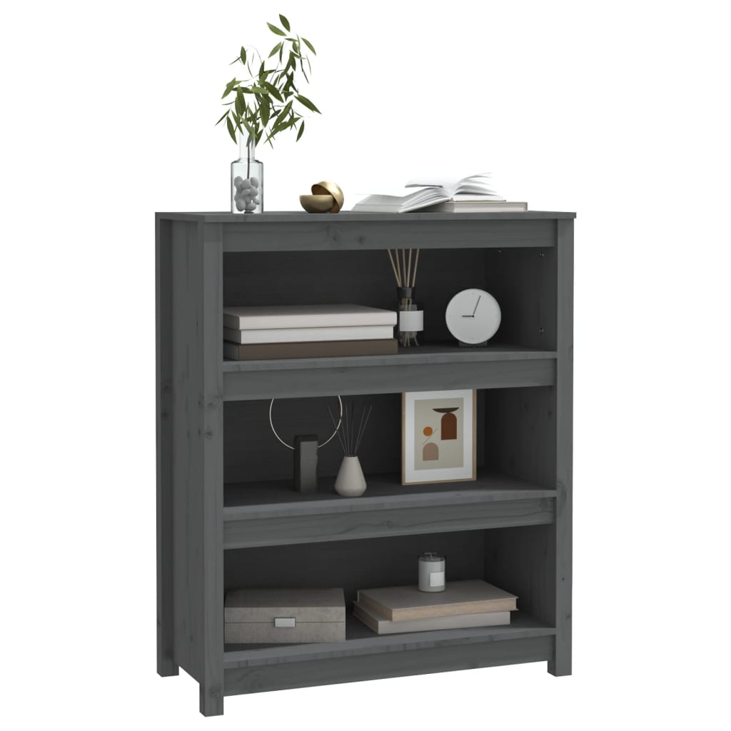 vidaXL Bibliotecă, gri, 80x35x97 cm, lemn masiv de pin vidaXL Bibliotecă, gri, 80x35x97 cm, lemn masiv de pin