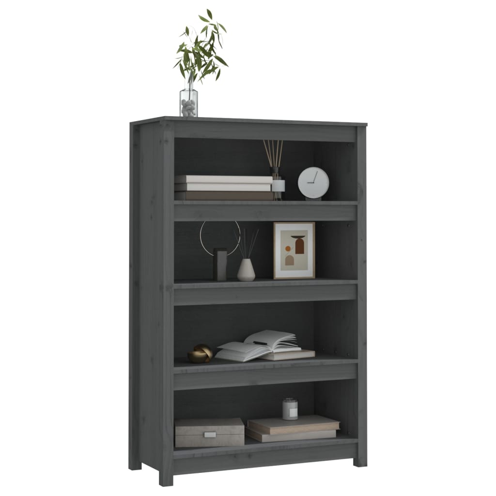 vidaXL Bibliotecă, gri, 80x35x126 cm, lemn masiv de pin vidaXL Bibliotecă, gri, 80x35x126 cm, lemn masiv de pin