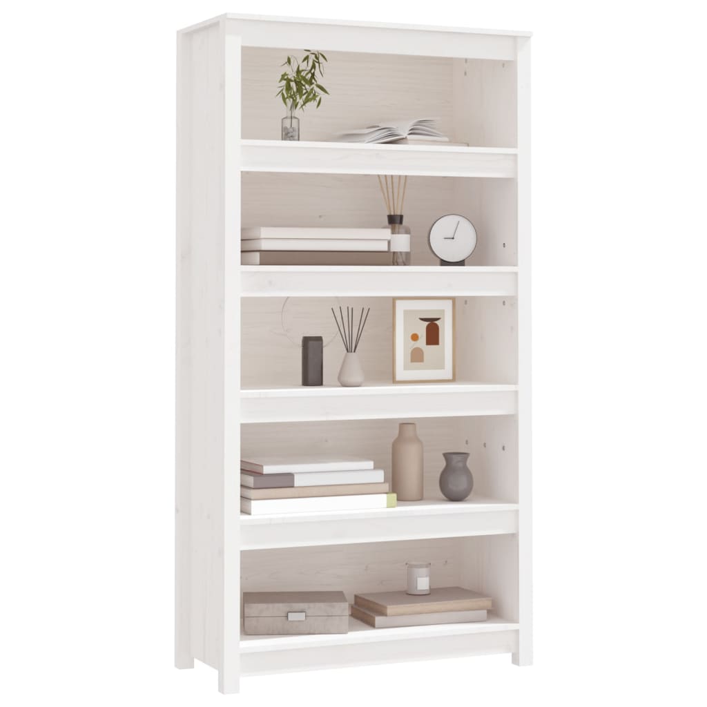 vidaXL Bibliotecă, alb, 80x35x154 cm, lemn masiv de pin vidaXL Bibliotecă, alb, 80x35x154 cm, lemn masiv de pin