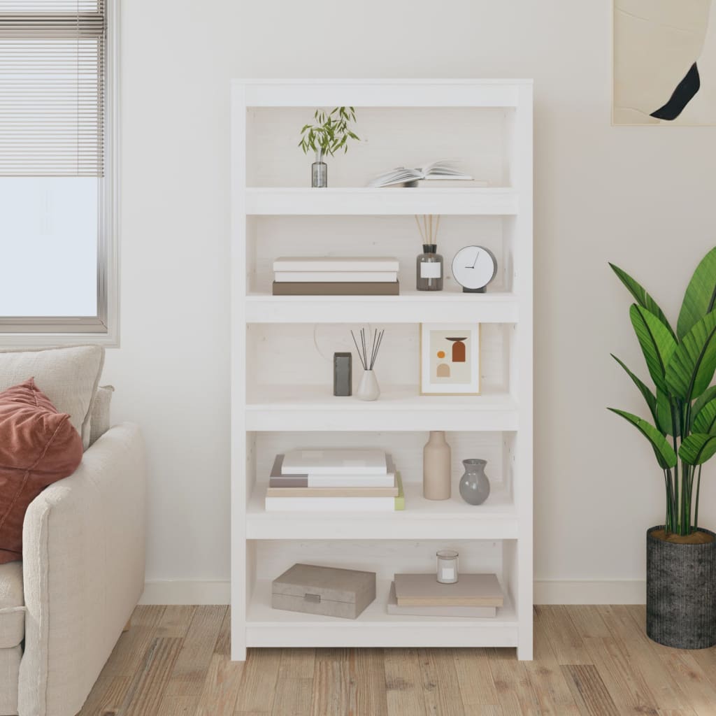 vidaXL Bibliotecă, alb, 80x35x154 cm, lemn masiv de pin vidaXL Bibliotecă, alb, 80x35x154 cm, lemn masiv de pin