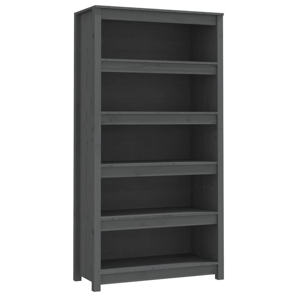 vidaXL Bibliotecă, gri, 80x35x154 cm, lemn masiv de pin vidaXL Bibliotecă, gri, 80x35x154 cm, lemn masiv de pin