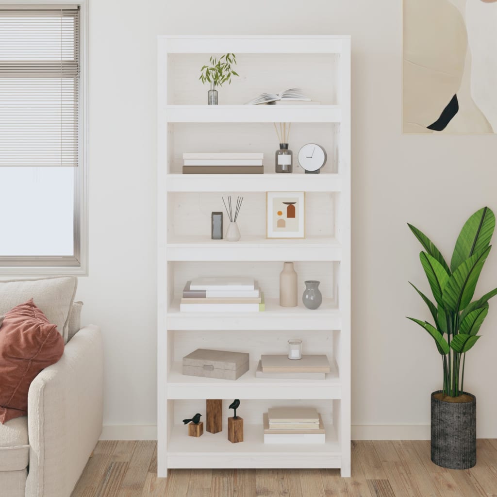 vidaXL Bibliotecă, alb, 80x35x183 cm, lemn masiv de pin vidaXL Bibliotecă, alb, 80x35x183 cm, lemn masiv de pin