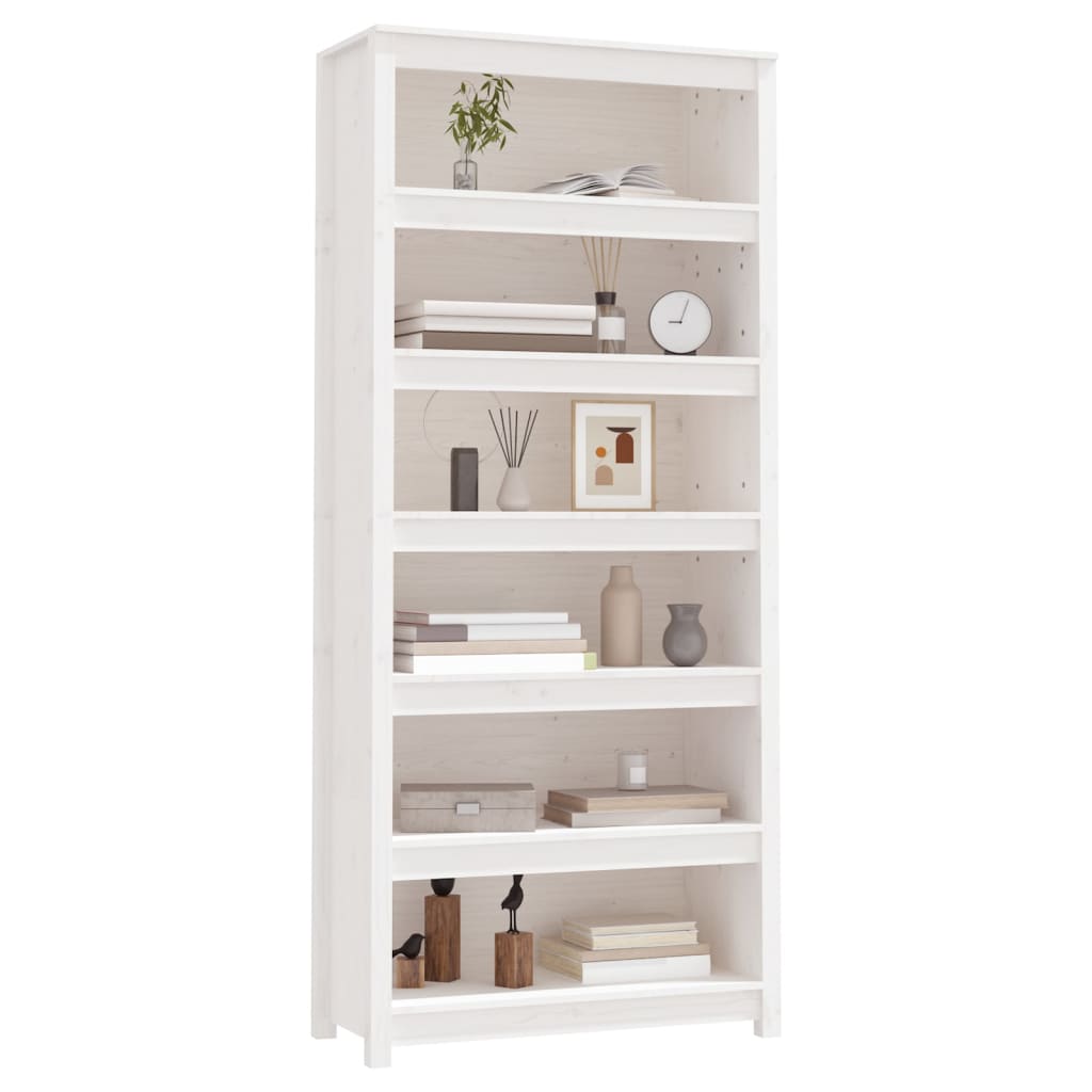 vidaXL Bibliotecă, alb, 80x35x183 cm, lemn masiv de pin vidaXL Bibliotecă, alb, 80x35x183 cm, lemn masiv de pin