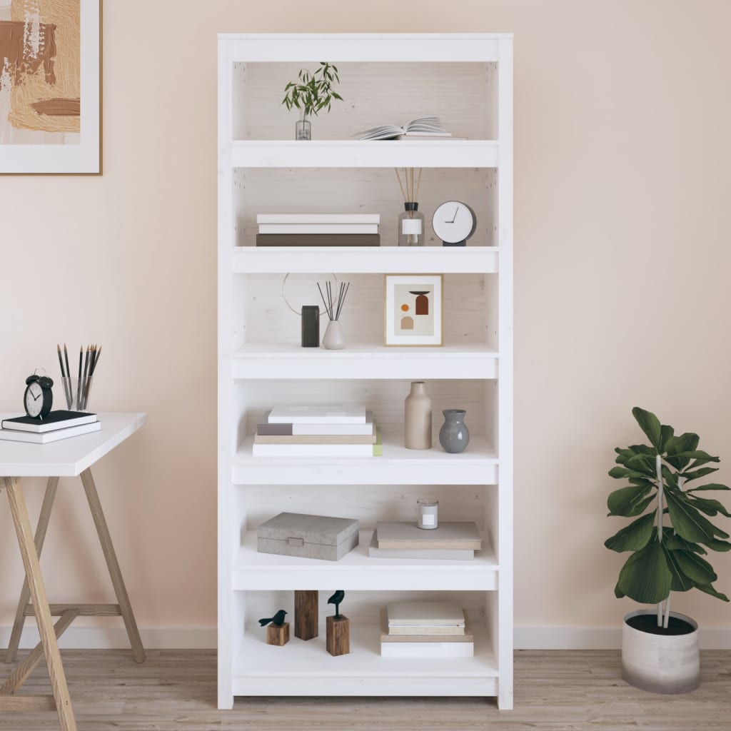 vidaXL Bibliotecă, alb, 80x35x183 cm, lemn masiv de pin vidaXL Bibliotecă, alb, 80x35x183 cm, lemn masiv de pin