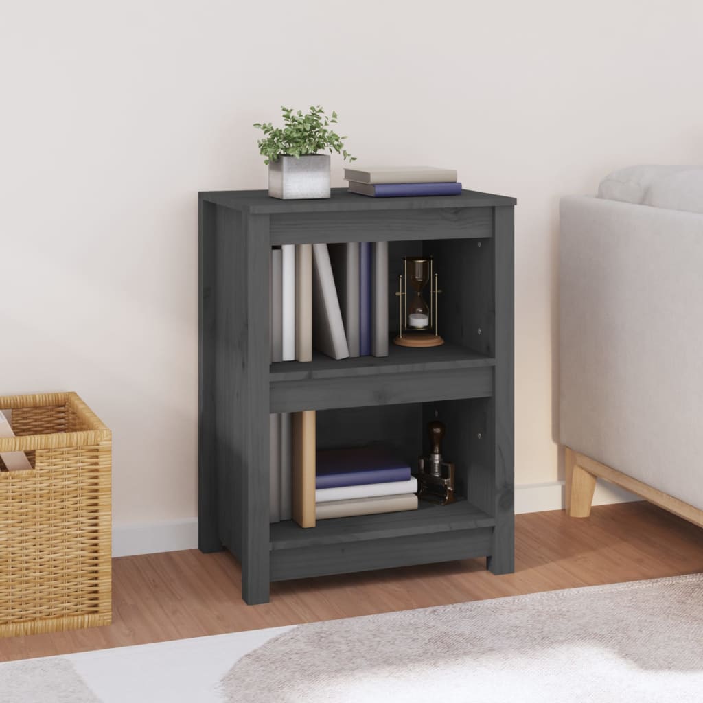vidaXL Bibliotecă, gri, 50x35x68 cm, lemn masiv de pin vidaXL Bibliotecă, gri, 50x35x68 cm, lemn masiv de pin