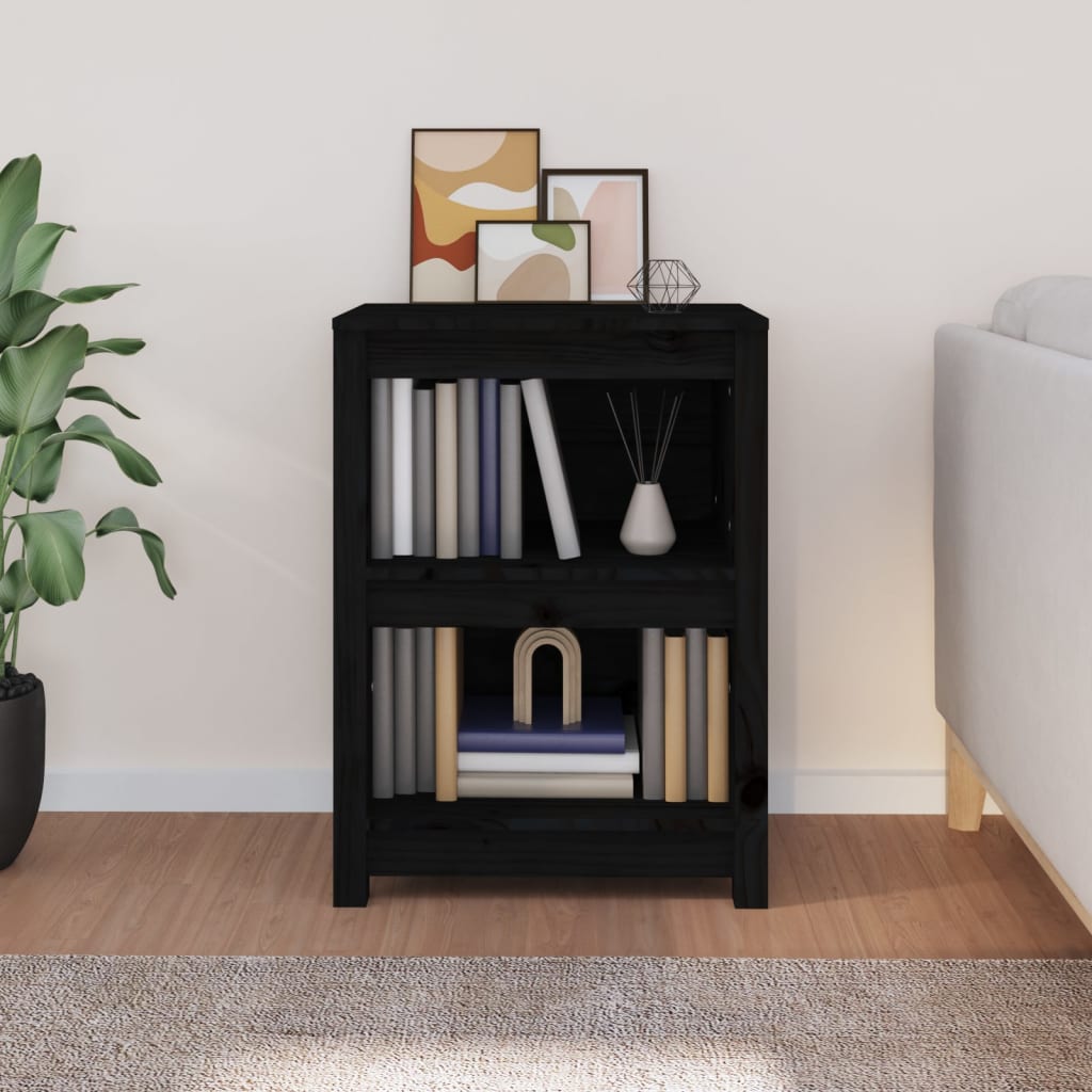 vidaXL Bibliotecă, negru, 50x35x68 cm, lemn masiv de pin vidaXL Bibliotecă, negru, 50x35x68 cm, lemn masiv de pin