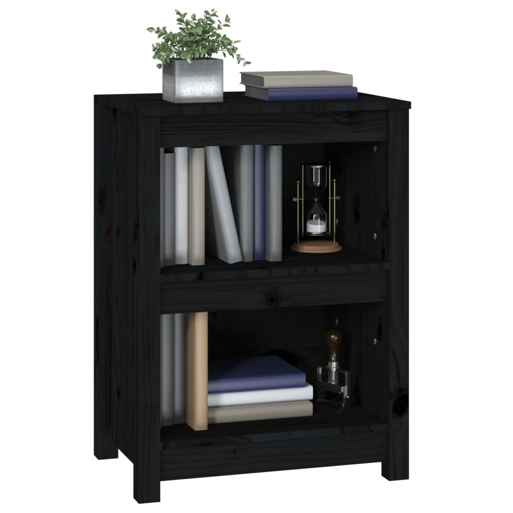 vidaXL Bibliotecă, negru, 50x35x68 cm, lemn masiv de pin vidaXL Bibliotecă, negru, 50x35x68 cm, lemn masiv de pin