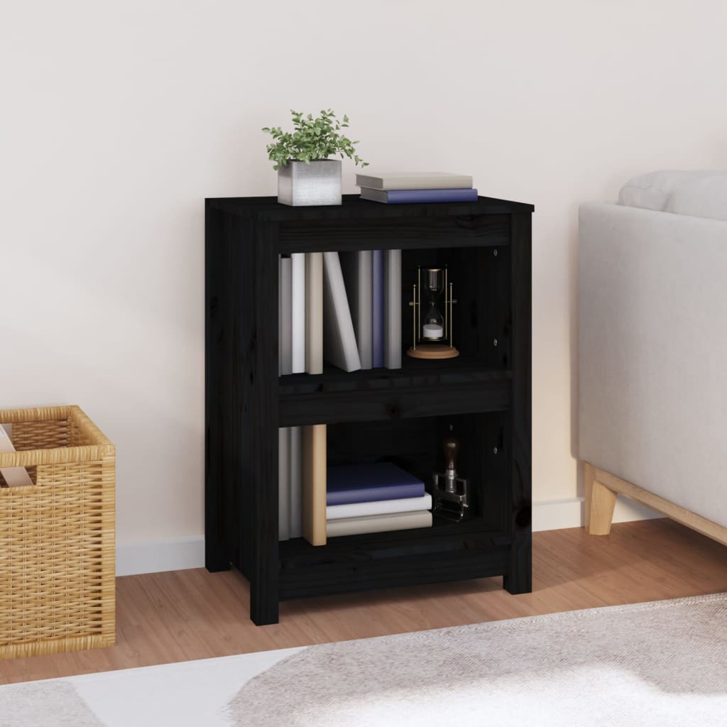 vidaXL Bibliotecă, negru, 50x35x68 cm, lemn masiv de pin vidaXL Bibliotecă, negru, 50x35x68 cm, lemn masiv de pin