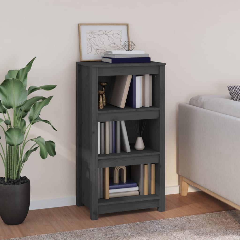 vidaXL Bibliotecă, gri, 50x35x97 cm, lemn masiv de pin vidaXL Bibliotecă, gri, 50x35x97 cm, lemn masiv de pin