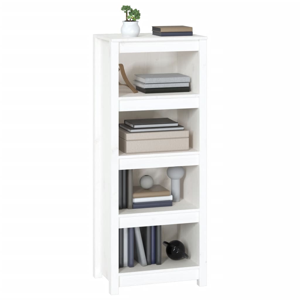 vidaXL Bibliotecă, alb, 50x35x125,5 cm, lemn masiv de pin vidaXL Bibliotecă, alb, 50x35x125,5 cm, lemn masiv de pin