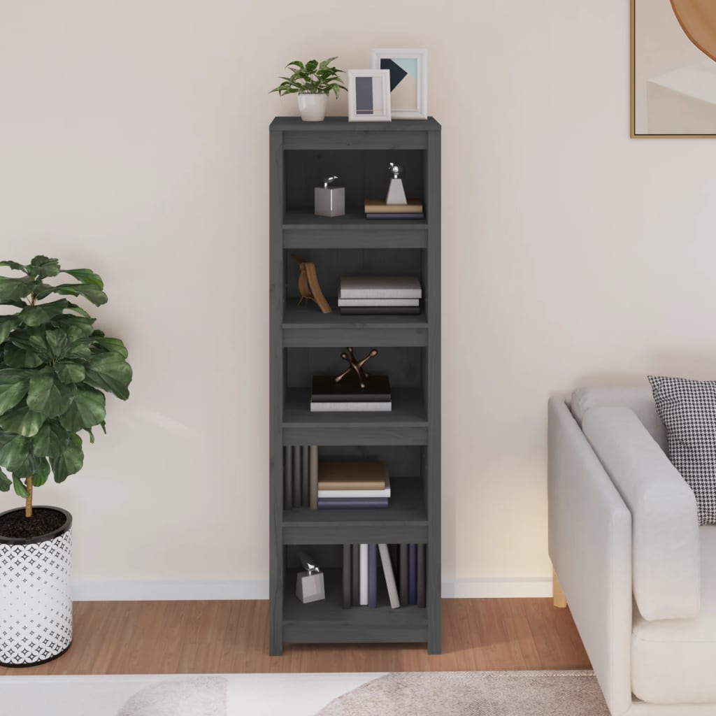 vidaXL Bibliotecă, gri, 50x35x154 cm, lemn masiv de pin vidaXL Bibliotecă, gri, 50x35x154 cm, lemn masiv de pin