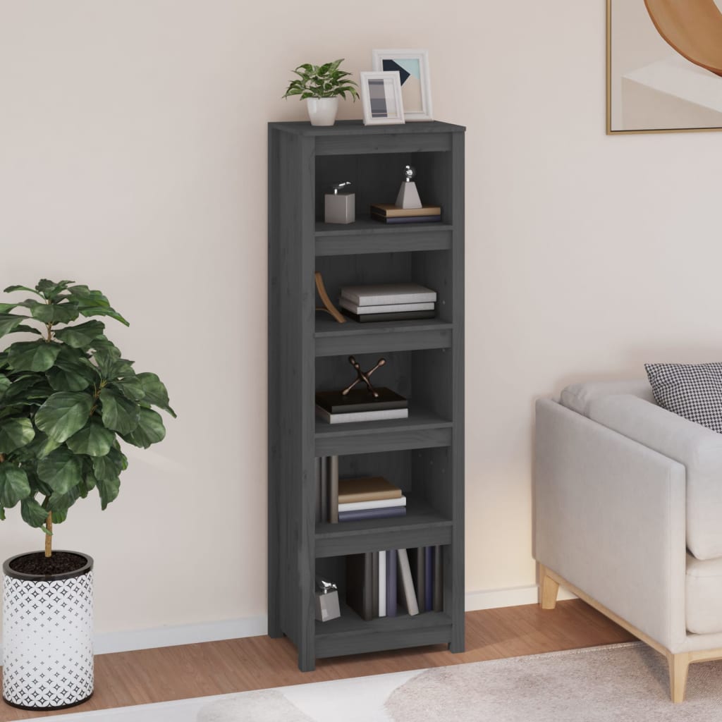 vidaXL Bibliotecă, gri, 50x35x154 cm, lemn masiv de pin vidaXL Bibliotecă, gri, 50x35x154 cm, lemn masiv de pin