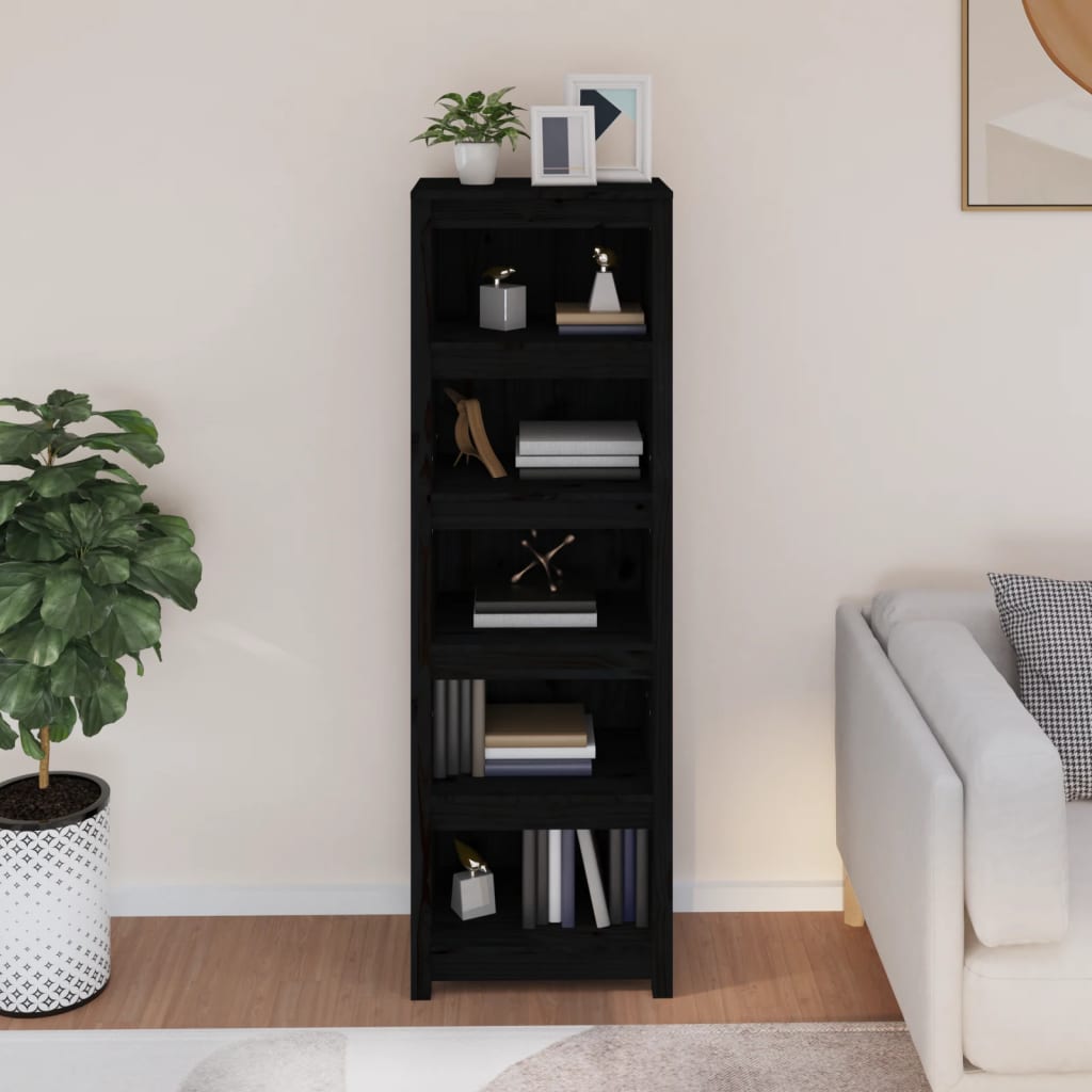 vidaXL Bibliotecă, negru, 50x35x154 cm, lemn masiv de pin vidaXL Bibliotecă, negru, 50x35x154 cm, lemn masiv de pin