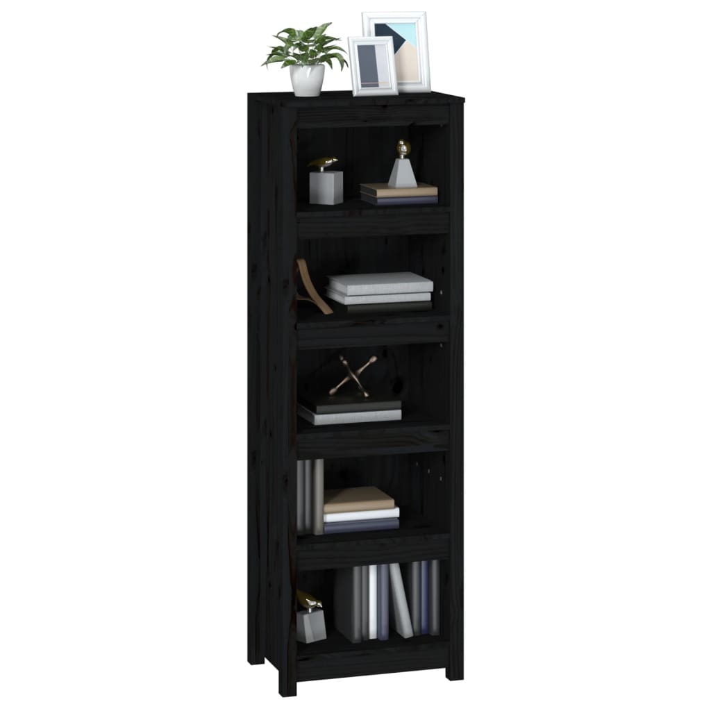 vidaXL Bibliotecă, negru, 50x35x154 cm, lemn masiv de pin vidaXL Bibliotecă, negru, 50x35x154 cm, lemn masiv de pin