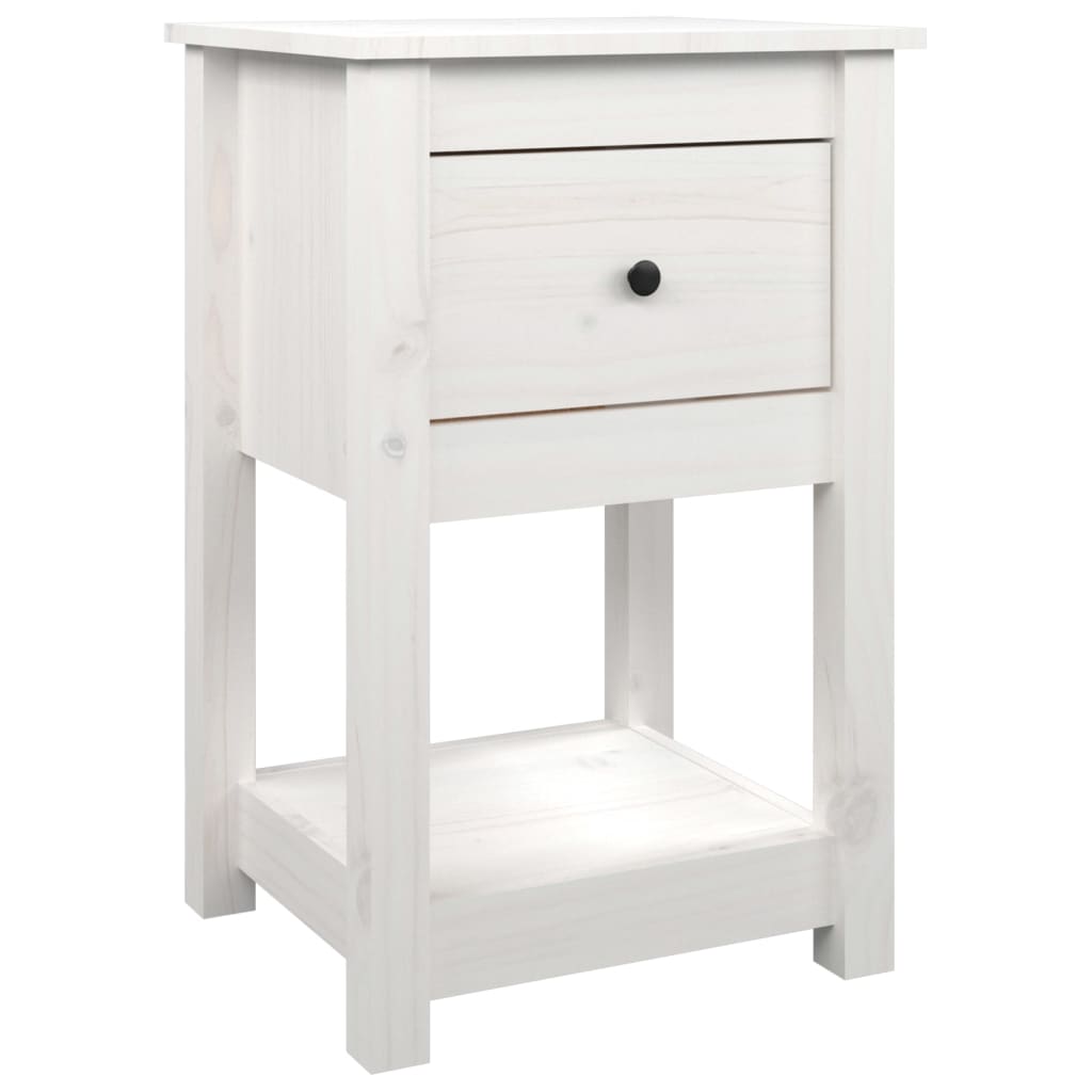 vidaXL Noptiere, 2 buc., alb, 40x35x61,5 cm, lemn masiv de pin vidaXL Noptiere, 2 buc., alb, 40x35x61,5 cm, lemn masiv de pin