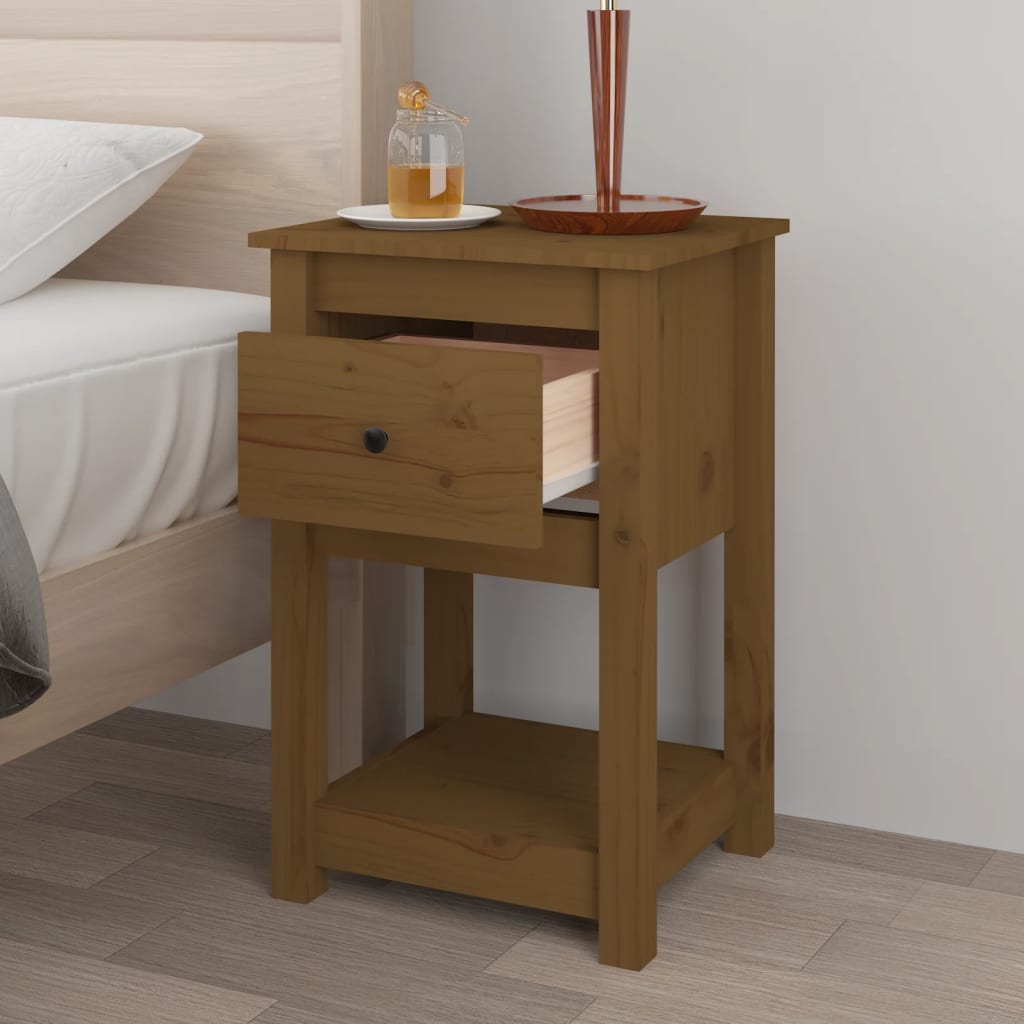 vidaXL Noptiere, 2 buc, maro miere, 40x35x61,5 cm, lemn masiv de pin vidaXL Noptiere, 2 buc, maro miere, 40x35x61,5 cm, lemn masiv de pin