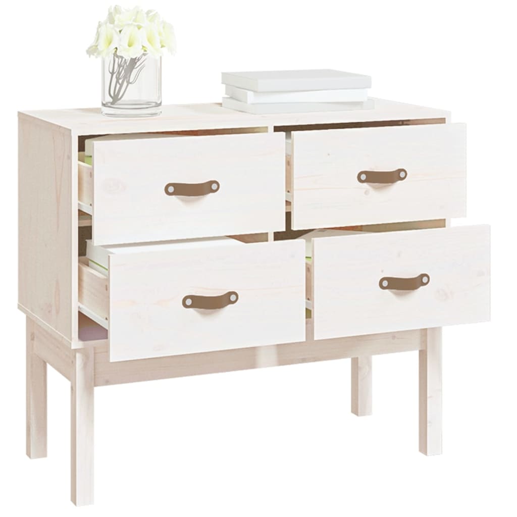 vidaXL Dulap consolă, Alb, 90x40x78 cm, lemn masiv de pin vidaXL Dulap consolă, Alb, 90x40x78 cm, lemn masiv de pin