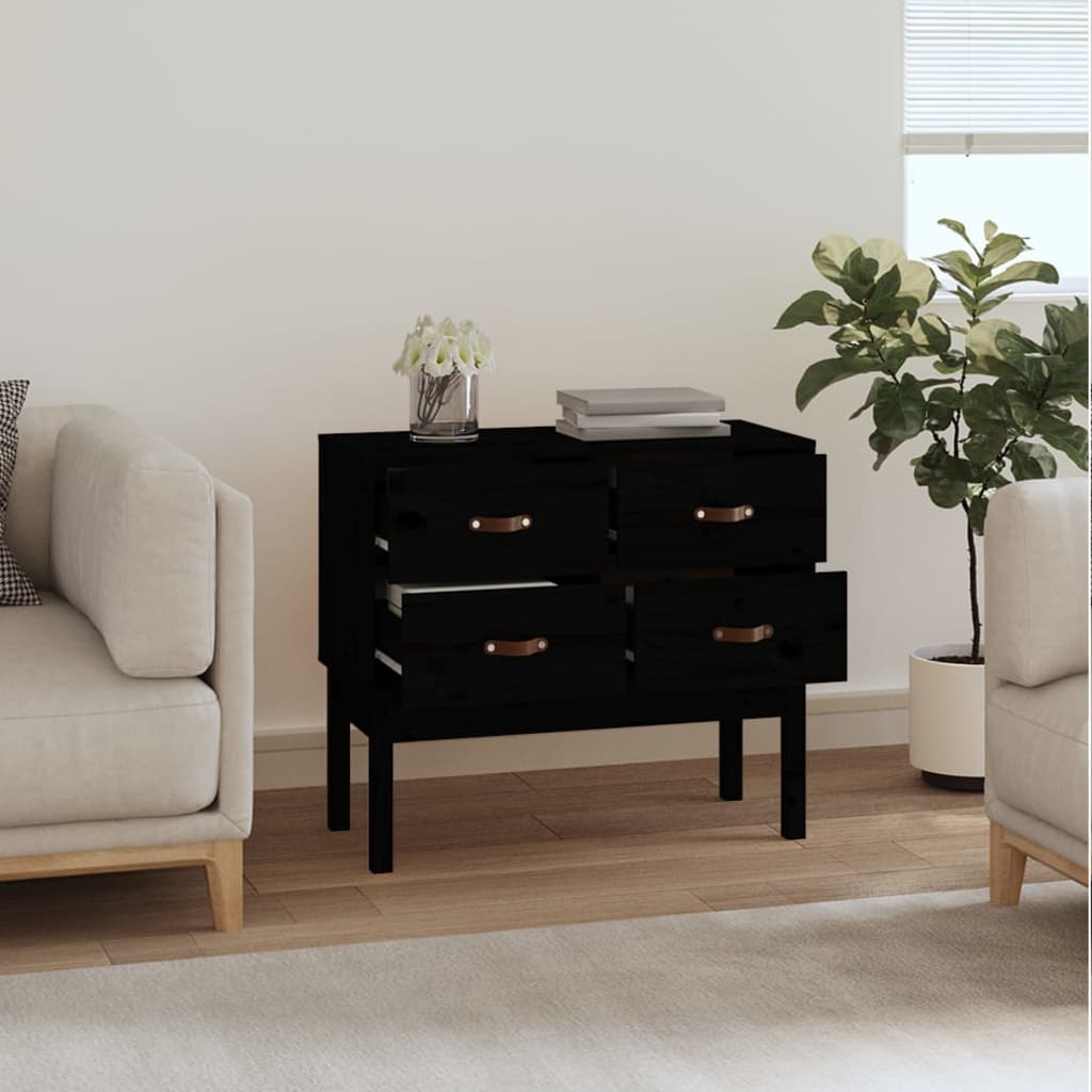 vidaXL Dulap consolă, Negru, 90x40x78 cm, lemn masiv de pin vidaXL Dulap consolă, Negru, 90x40x78 cm, lemn masiv de pin