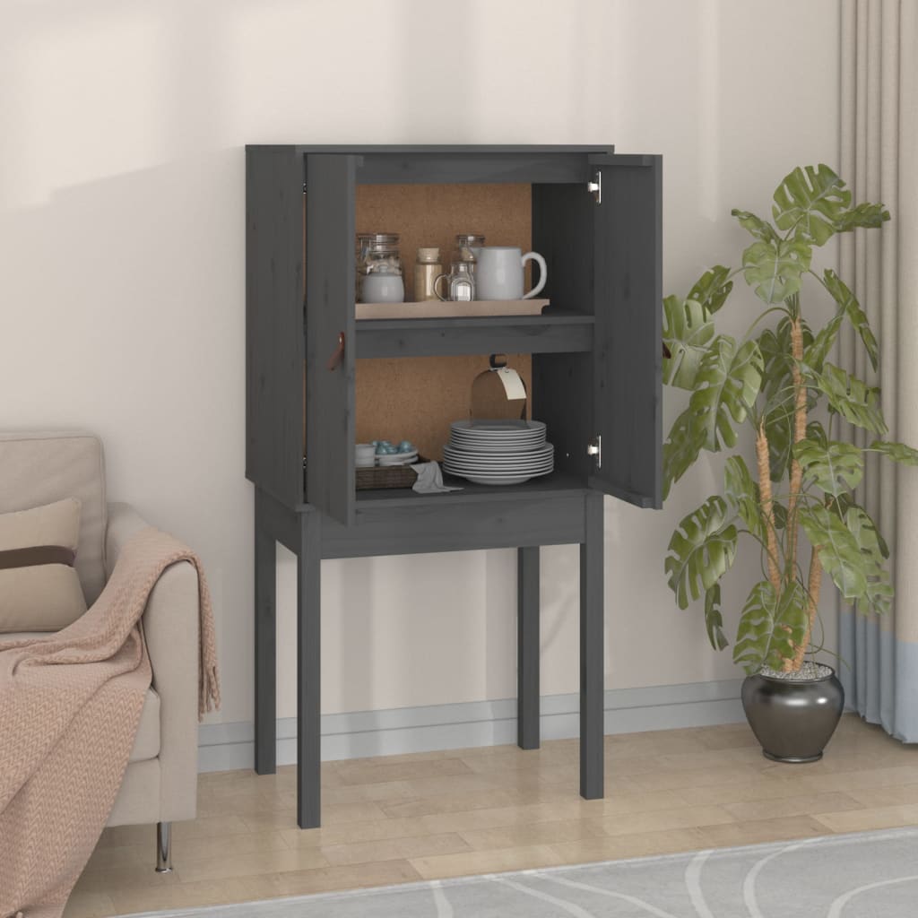 vidaXL Dulap înalt, gri, 60x40x120 cm, lemn masiv de pin vidaXL Dulap înalt, gri, 60x40x120 cm, lemn masiv de pin