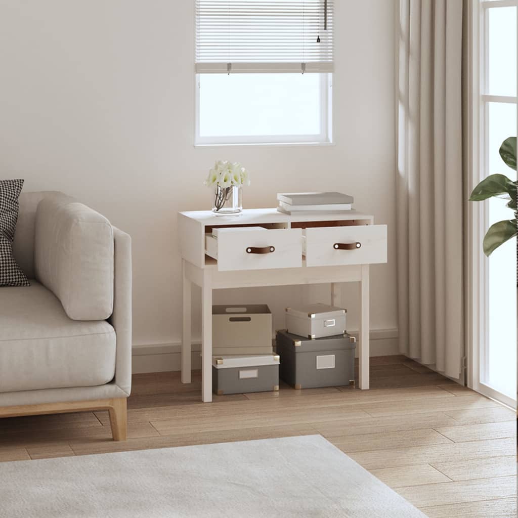 vidaXL Masă consolă, alb, 76,5x40x75 cm, lemn masiv de pin vidaXL Masă consolă, alb, 76,5x40x75 cm, lemn masiv de pin