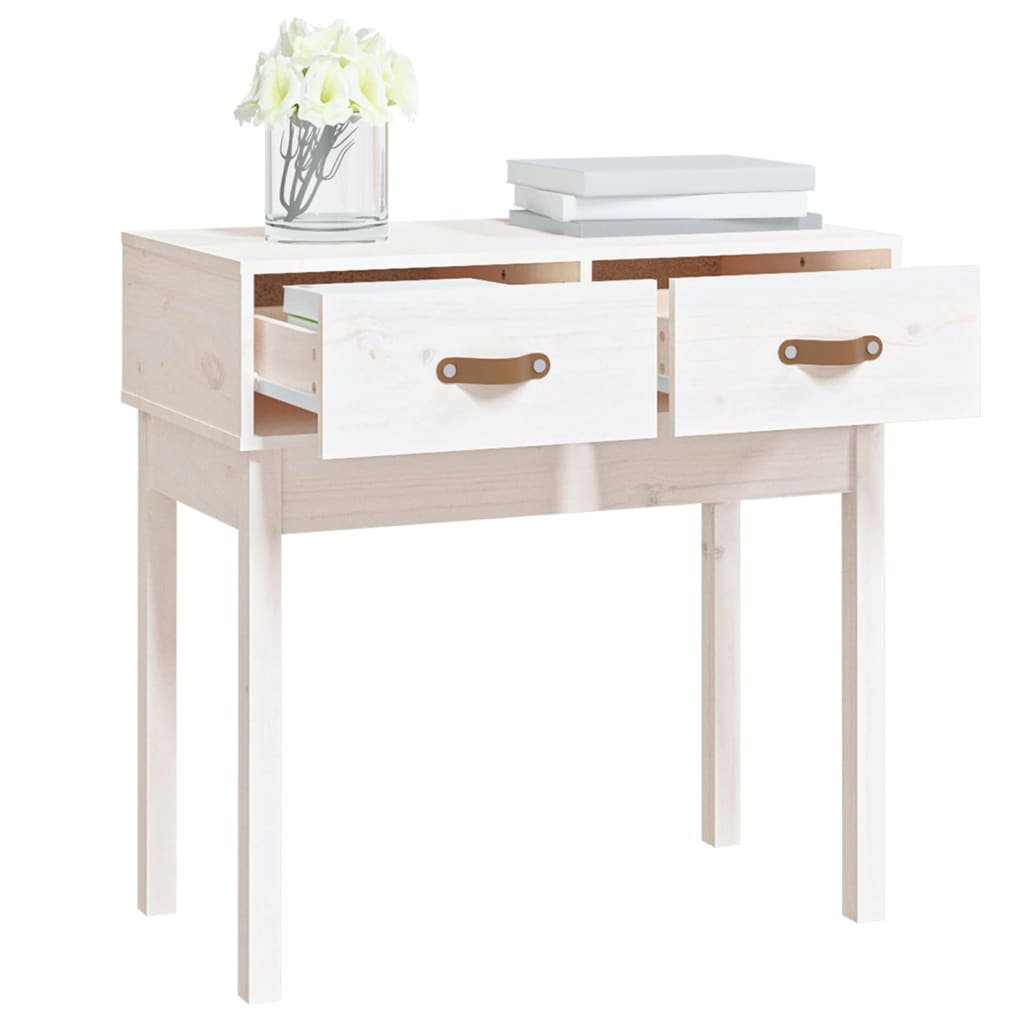 vidaXL Masă consolă, alb, 76,5x40x75 cm, lemn masiv de pin vidaXL Masă consolă, alb, 76,5x40x75 cm, lemn masiv de pin