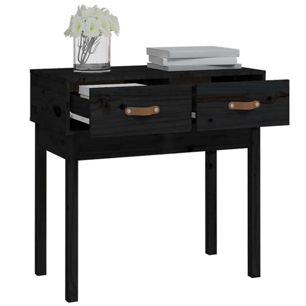 vidaXL Masă consolă, negru, 76,5x40x75 cm, lemn masiv de pin
