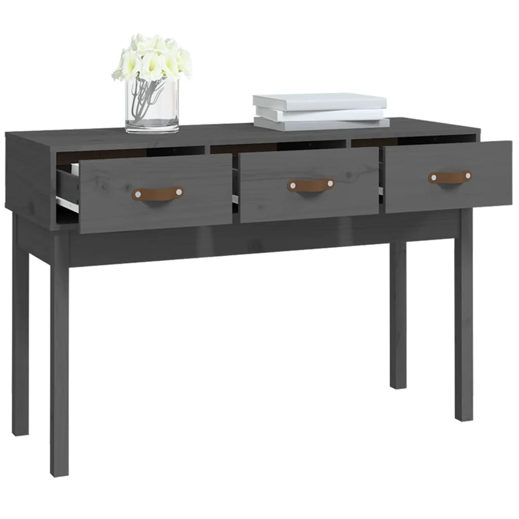 vidaXL Masă consolă, gri, 114x40x75 cm, lemn masiv de pin
