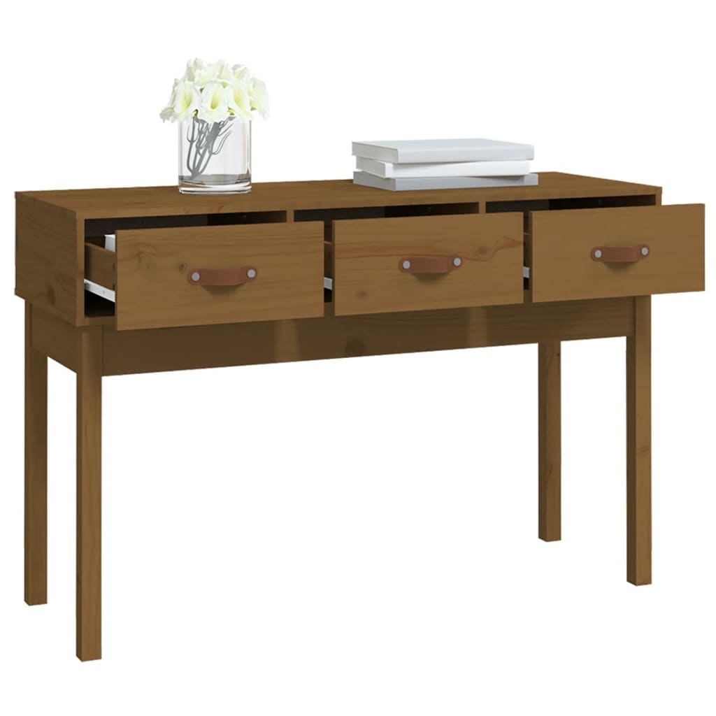 vidaXL Masă consolă, maro miere, 114x40x75 cm, lemn masiv de pin