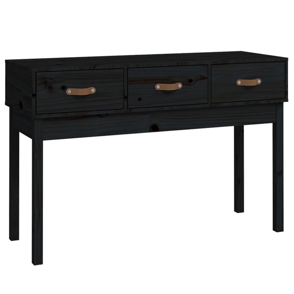 vidaXL Masă consolă, negru, 114x40x75 cm, lemn masiv de pin