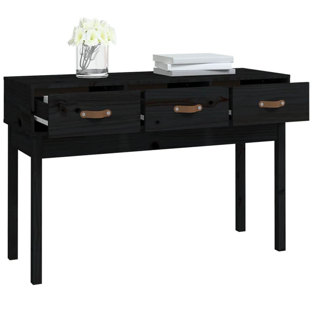 vidaXL Masă consolă, negru, 114x40x75 cm, lemn masiv de pin